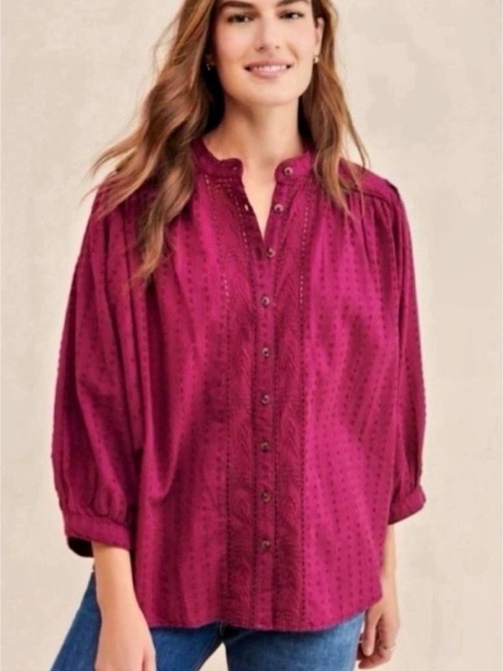 Anthropologie Pilcro Sidney Batwing Button Down Blouse in Pink Size Small NWT